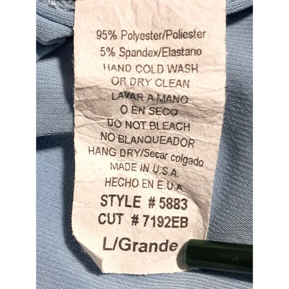 Vintage Y2K Janette USA Blue Babydoll Surplice Top Crochet Trim Empire Waist Tie - Picture 3 of 8